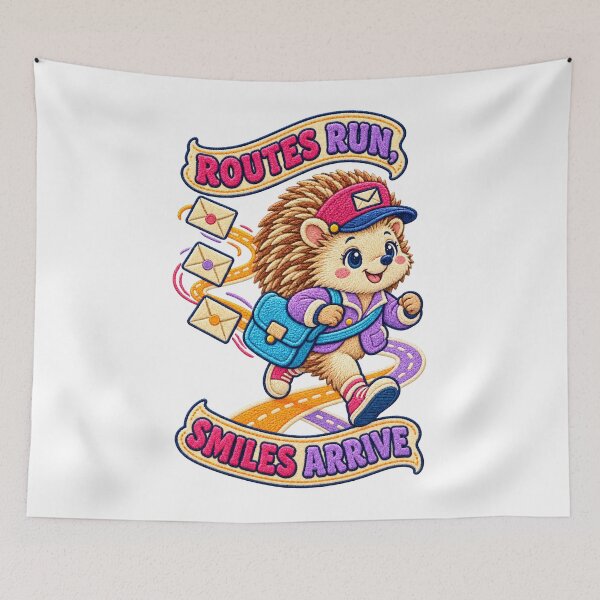 Item preview, Routes Run Smiles Arrive Hedgehog Mail Carrier – Labor Day Chenille Patch designed and sold by Jaani-T.