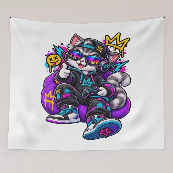 Item preview, Gamer Cat Graffiti Streetwear Character designed and sold by JMDG Studio.