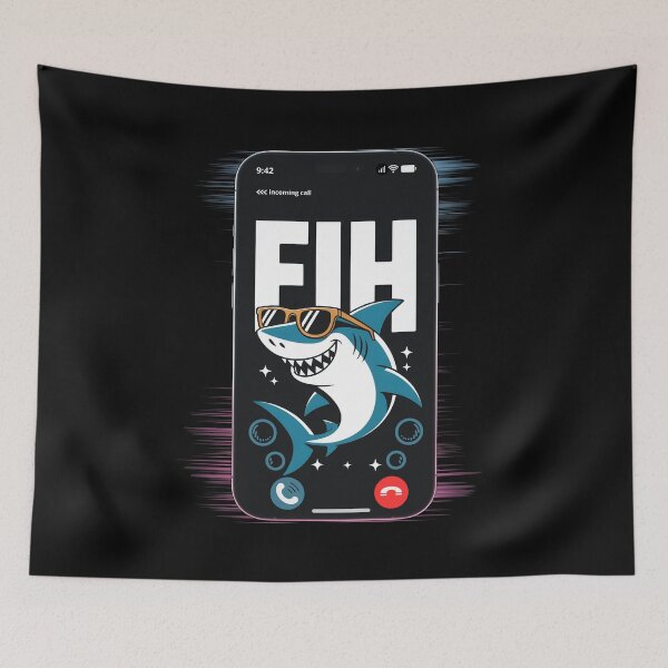 Item preview, FIH Meme Funny Shark Incoming Call Fishing Humor Gift designed and sold by SkymarArt.