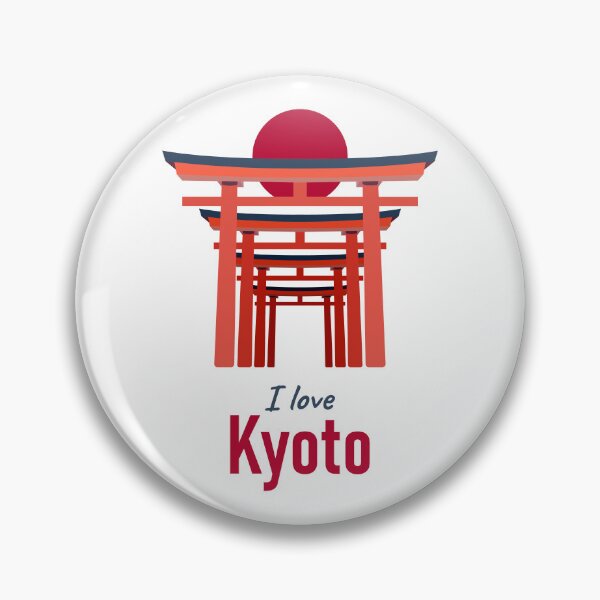 Item preview, I love Kyoto Japan illustration with torii gate tunnel and rising sun. Fushimi Inari design. designed and sold by Dynamisa.