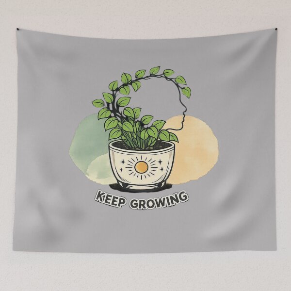 Item preview, Keep Growing Boho Plant Mental Health Awareness Art designed and sold by Timeless Junction.