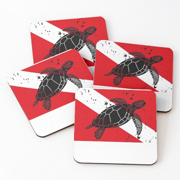 Item preview, Blackout Sea Turtle Dive Flag Scuba Diving Distressed Ocean Badge designed and sold by CityMerch4.