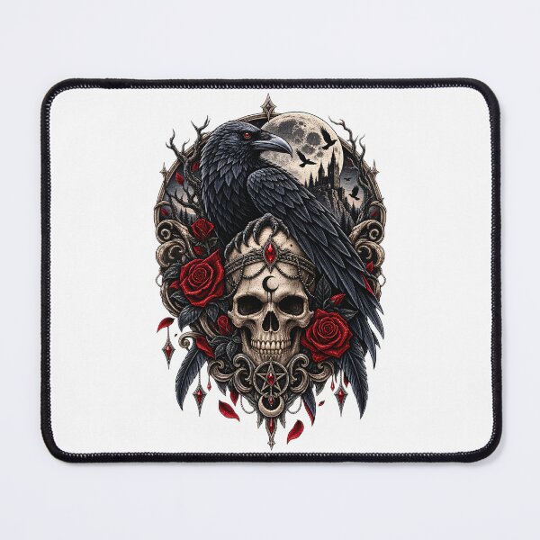 Item preview, Gothic Crow and Skull – Dark Rose Moon designed and sold by CreativeMindsetLab.