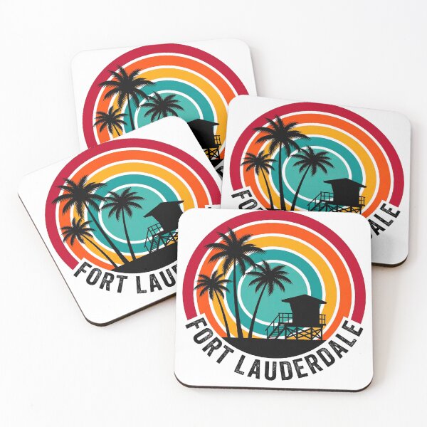 Item preview, Fort Lauderdale Florida Retro Sunset Lifeguard Tower Palm Trees Coastal Badge designed and sold by CityMerch4.