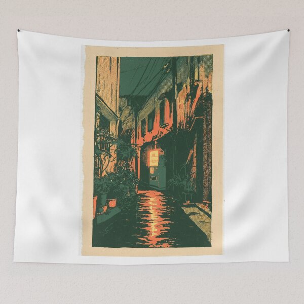 Item preview, Tokyo Back Alley Vending Machine at Night | Vintage Japanese Retro Poster Wall Art designed and sold by NodeArchitects.