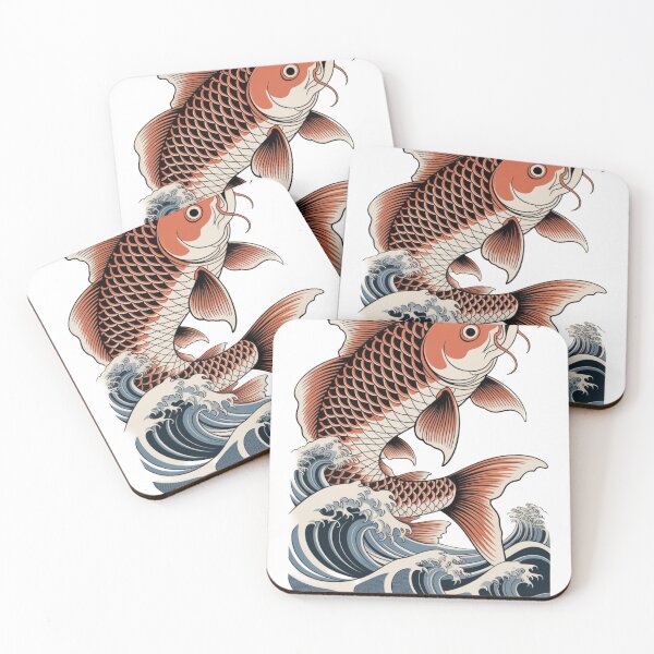 Item preview, Japanese Koi Fish Waves Art – Traditional Irezumi Tattoo Style designed and sold by NeonSketch Lab.