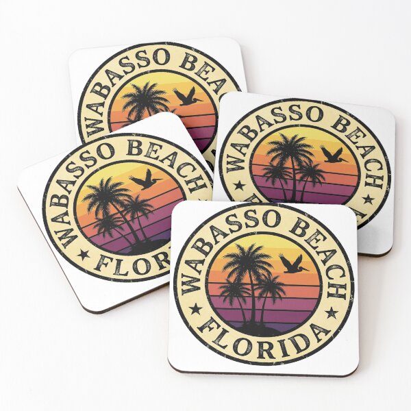 Item preview, Wabasso Beach Florida Retro Sunset Palm Trees Pelican Coastal Badge designed and sold by CityMerch4.