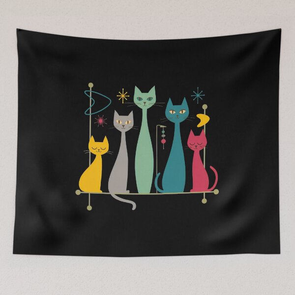 Item preview, Retro Cat Family Mid-Century Modern Art designed and sold by OlyvieArt.