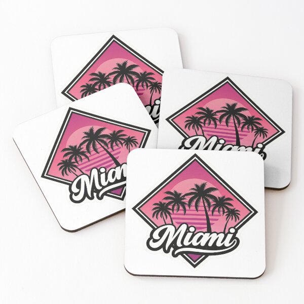 Item preview, Miami Florida Retro 80s Synthwave Sunset Palm Trees Diamond Badge designed and sold by CityMerch4.