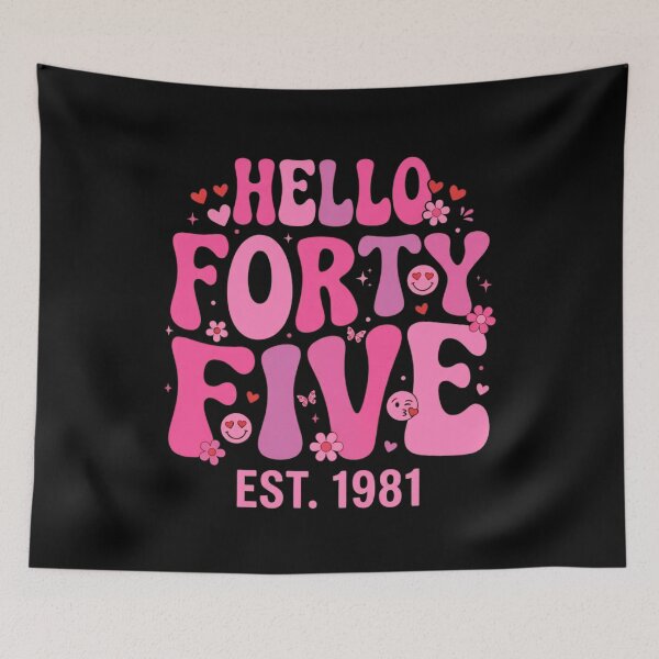 Item preview, Hello Forty Five Est 1981 Retro Pink Birthday designed and sold by bilal sibgui.