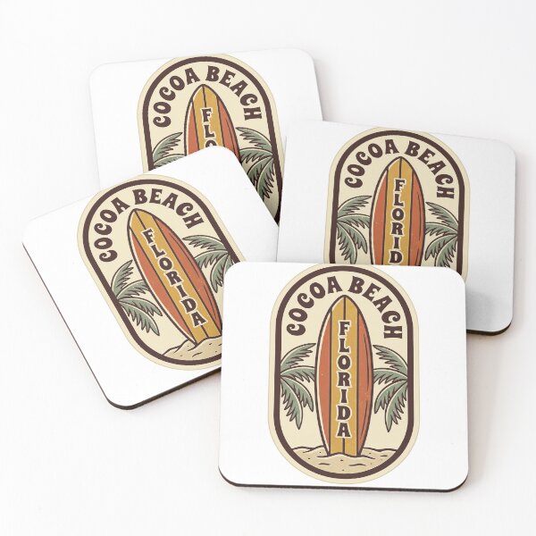 Item preview, Cocoa Beach Florida Retro Surfboard Palm Trees Oval Coastal Badge designed and sold by CityMerch4.