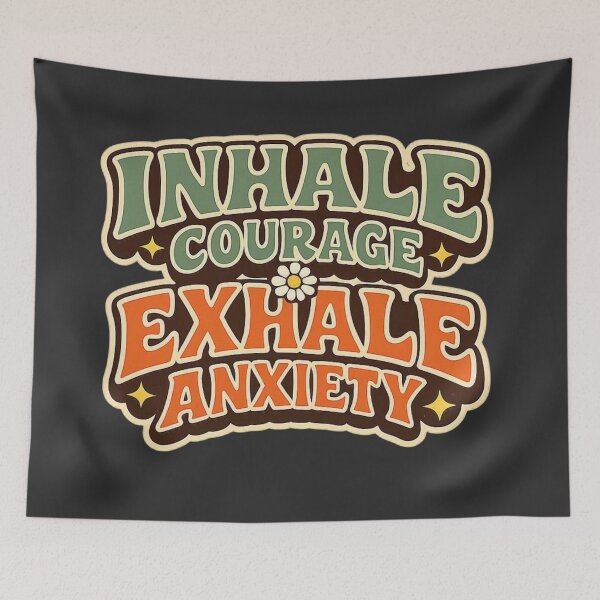 Item preview, Inhale Courage Exhale Anxiety Retro Groovy Mental Health designed and sold by Timeless Junction.