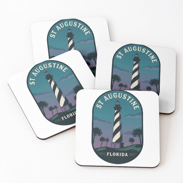 Item preview, St Augustine Florida Lighthouse Retro Oval Coastal Night Badge designed and sold by CityMerch4.