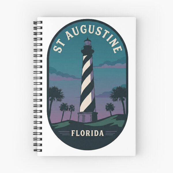 Item preview, St Augustine Florida Lighthouse Retro Oval Coastal Night Badge designed and sold by CityMerch4.