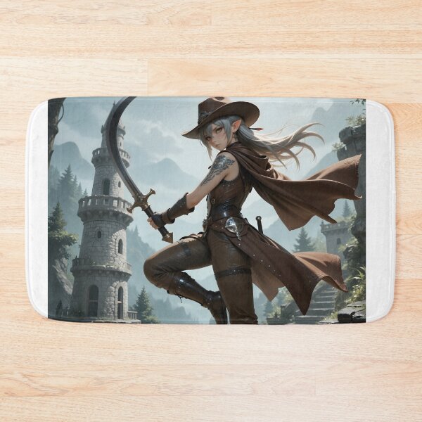 Item preview, Elven Swordswoman with Crescent Sword Fantasy Western Anime Warrior designed and sold by Killington.