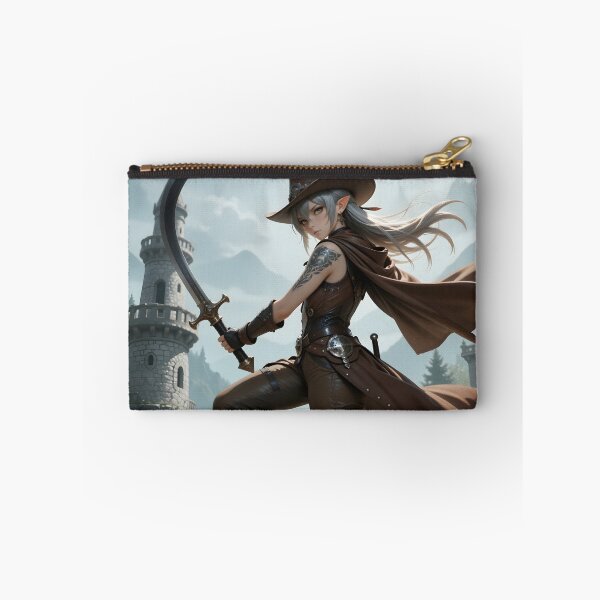 Item preview, Elven Swordswoman with Crescent Sword Fantasy Western Anime Warrior designed and sold by Killington.