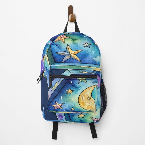 Item preview, Celestial Coffin Moon & Stars Gothic Watercolor Art designed and sold by Hari Arts.