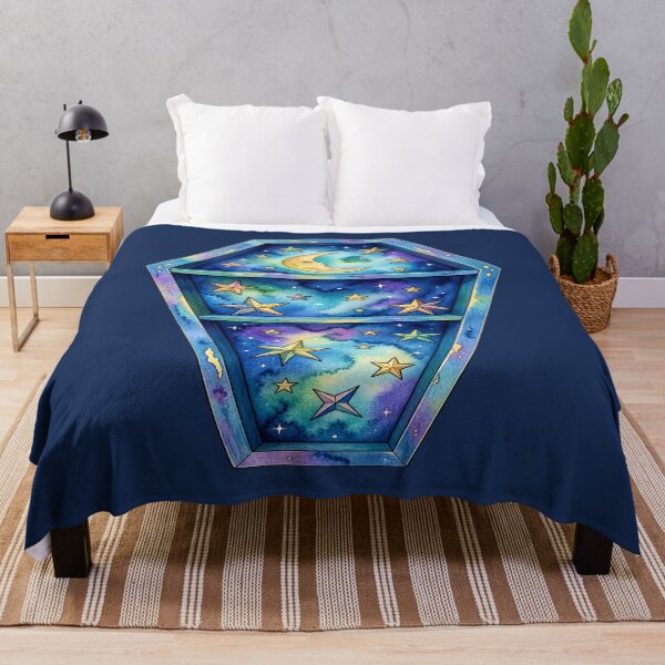 Item preview, Celestial Coffin Moon & Stars Gothic Watercolor Art designed and sold by Hari Arts.