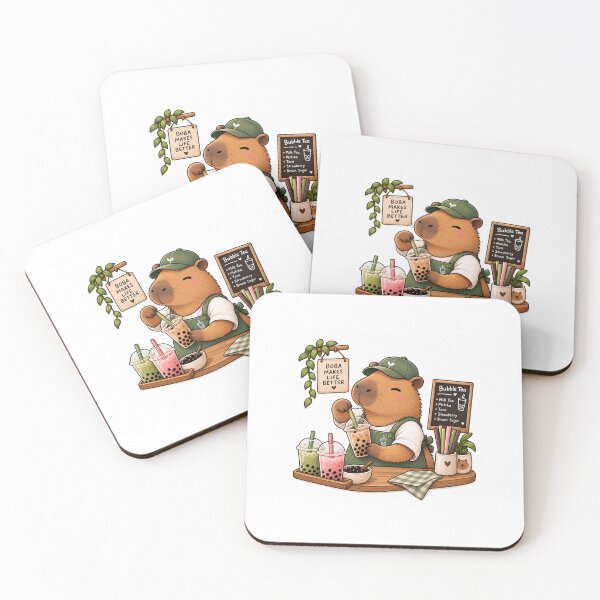 Item preview, Bubble Tea Barista Capybara Sticker – Cute Boba Lover designed and sold by palette fox.