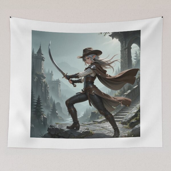 Item preview, Elven Cowgirl Swordmaster Western Fantasy Anime Warrior designed and sold by Killington.