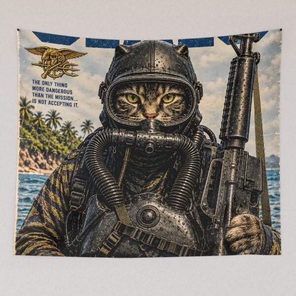 Item preview, Special Forces Cat Poster - US Navy SEALs (USA) designed and sold by OPERATOR-7794.