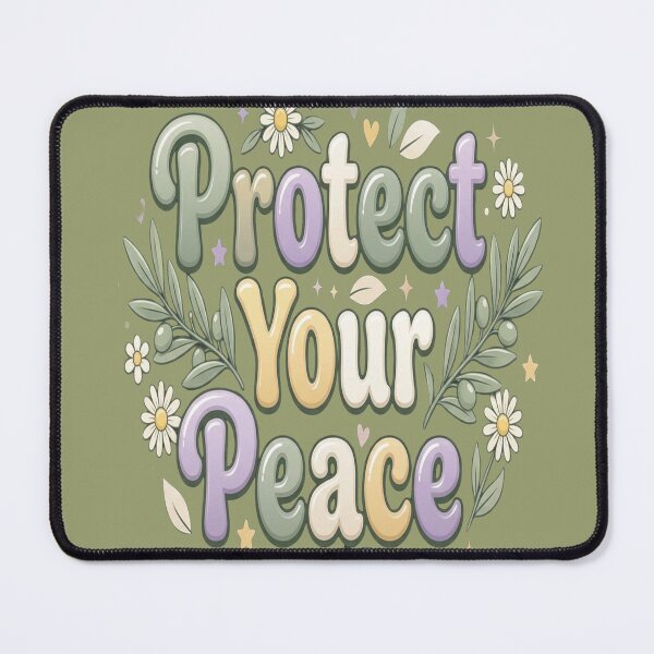 Item preview, Protect Your Peace – Self Care Bubble Typography for Women designed and sold by Soft Strength Studio.