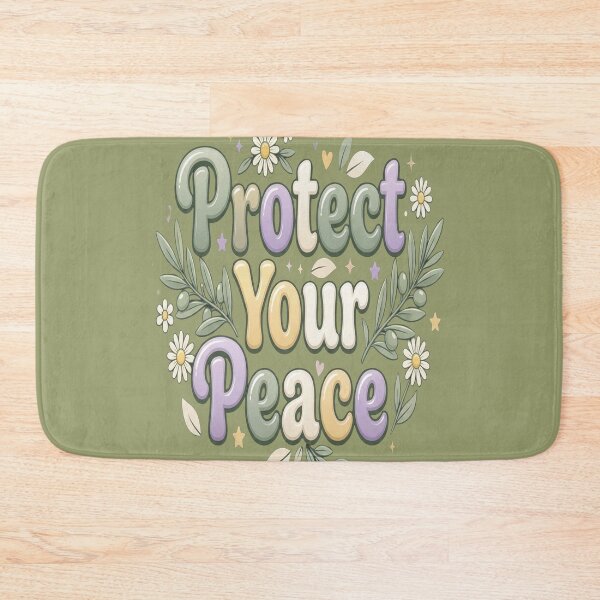 Item preview, Protect Your Peace – Self Care Bubble Typography for Women designed and sold by Soft Strength Studio.