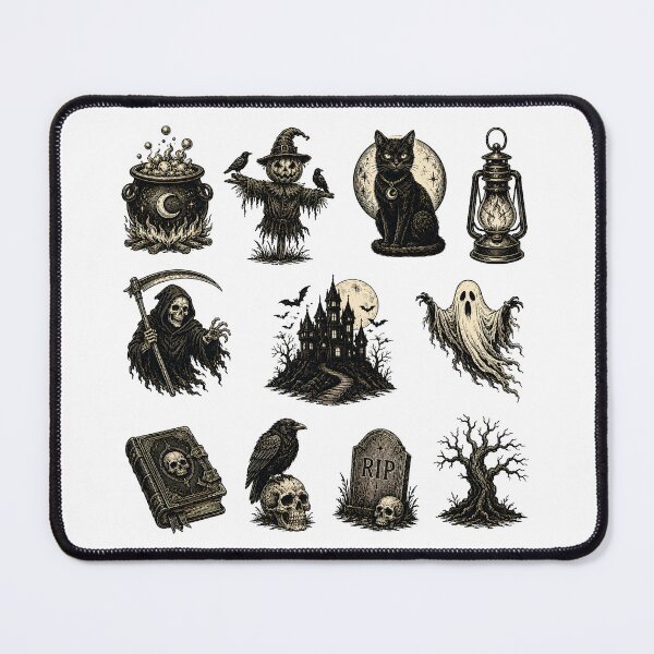 Item preview, Vintage Gothic Halloween Sticker Pack | Dark Horror Engraving Collection | Witch Skull Haunted House Art designed and sold by boutkhilnl.