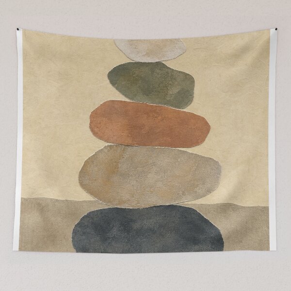 Item preview, Riverstone Stack Gouache Boho designed and sold by GoldenHourWalls.