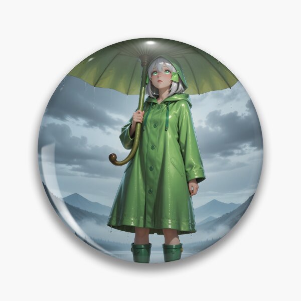 Item preview, Rainy Day Anime Girl on Lotus Flower Green Umbrella Fantasy designed and sold by Killington.