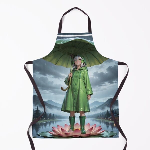 Item preview, Rainy Day Anime Girl on Lotus Flower Green Umbrella Fantasy designed and sold by Killington.