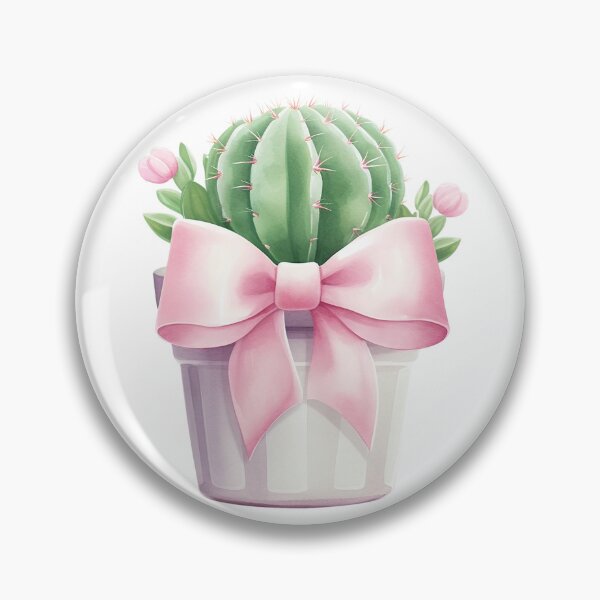 Item preview, Cactus Watercolor with Pink Satin Bow designed and sold by Kritiveemporio.