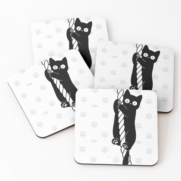 Item preview, Cute Black Cat Climbing Rope Minimalist Illustration designed and sold by ReGenDx.