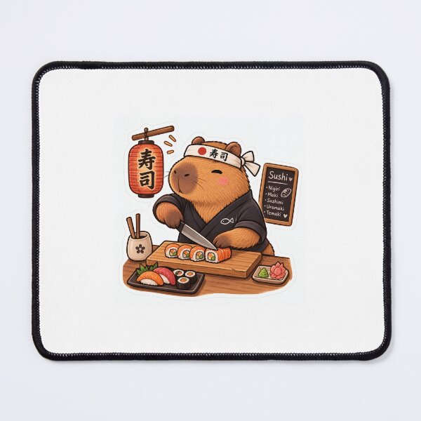 Item preview, Sushi Chef Capybara Sticker – Cute Japanese Food Lover designed and sold by palette fox.