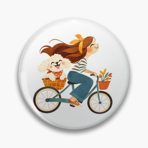 Item preview, Girl Riding Bike with Dog designed and sold by Snurly.