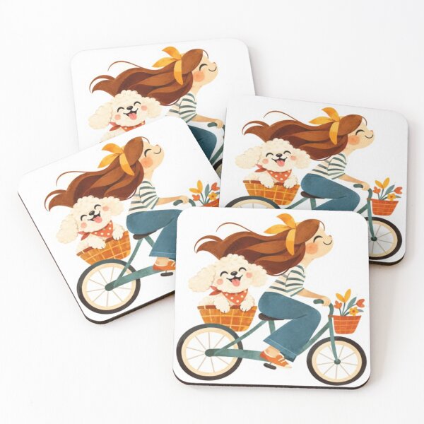 Item preview, Girl Riding Bike with Dog designed and sold by Snurly.
