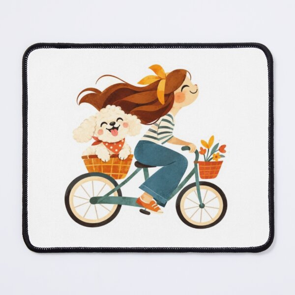 Item preview, Girl Riding Bike with Dog designed and sold by Snurly.