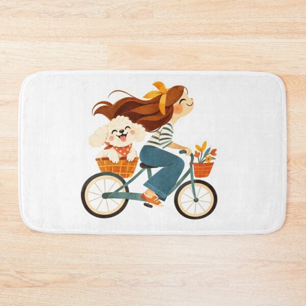 Item preview, Girl Riding Bike with Dog designed and sold by Snurly.