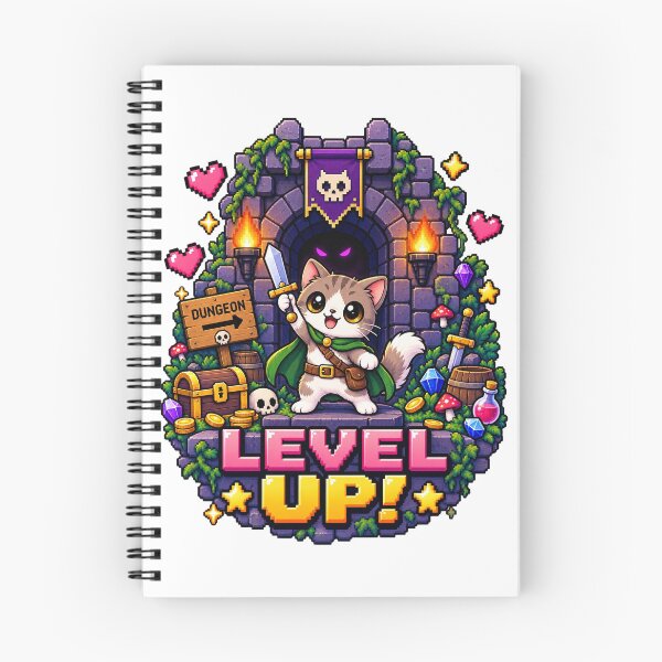 Artikelvorschau, Dungeon Cat – Niedlicher Pixel-RPG-Krieger Level Up entworfen und verkauft von JPCuteDesign.