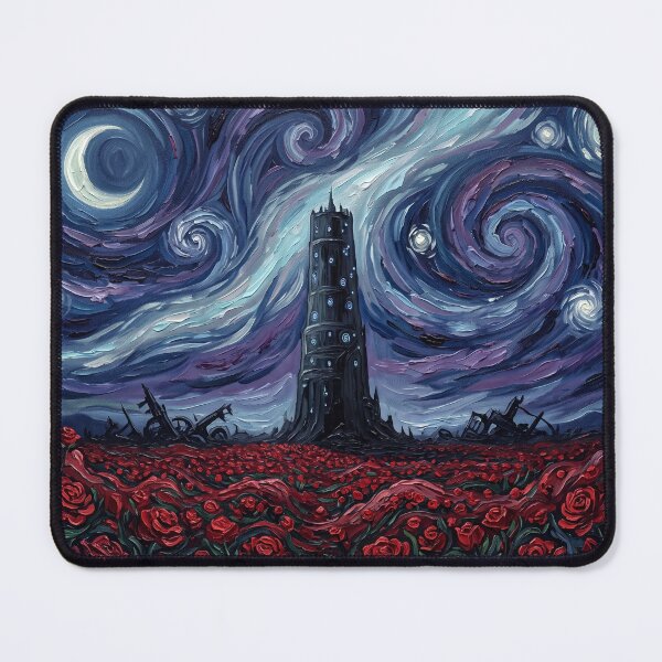 Item preview, The Dark Tower Starry Night Fantasy Landscape designed and sold by Bad-Decisions-Designs.