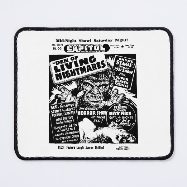 Item preview, Den of Living Nightmares | Vintage Midnight Horror Show Ad designed and sold by ChickenFund.