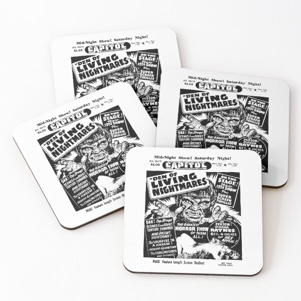 Item preview, Den of Living Nightmares | Vintage Midnight Horror Show Ad designed and sold by ChickenFund.