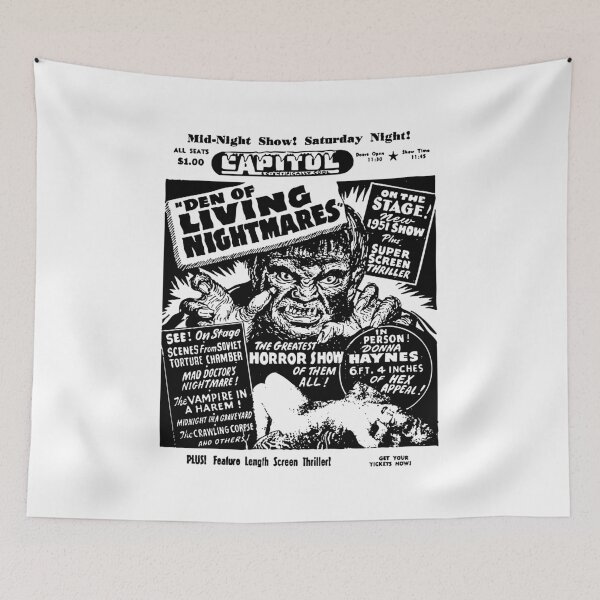 Item preview, Den of Living Nightmares | Vintage Midnight Horror Show Ad designed and sold by ChickenFund.