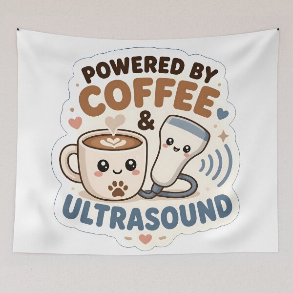 Item preview, Powered by Coffee & Ultrasound – Funny Veterinary Sonographer Gift designed and sold by Bettybee00.