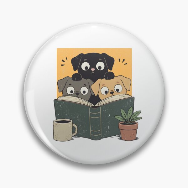 Item preview, Retro Curious Reading Puppies designed and sold by BelkaMed.