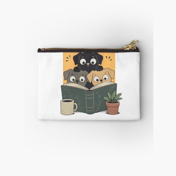 Item preview, Retro Curious Reading Puppies designed and sold by BelkaMed.