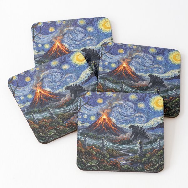 Item preview, Monster Island Starry Night Kaiju Landscape designed and sold by Bad-Decisions-Designs.