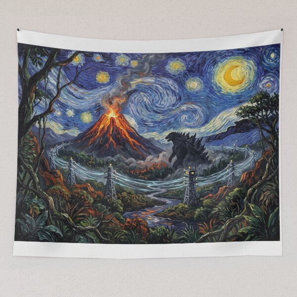 Item preview, Monster Island Starry Night Kaiju Landscape designed and sold by Bad-Decisions-Designs.
