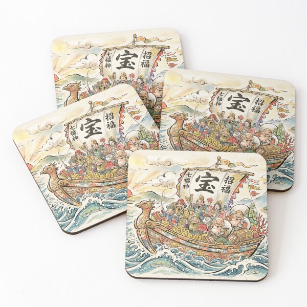 Item preview, Lucky Treasure Ship - Seven Lucky Gods Sailing designed and sold by Kokeshidreams.