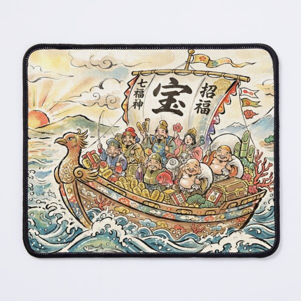 Item preview, Lucky Treasure Ship - Seven Lucky Gods Sailing designed and sold by Kokeshidreams.
